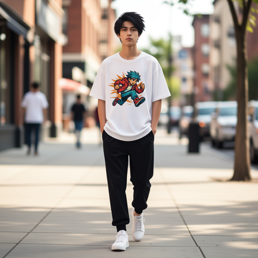 Oversized coloured anime tee