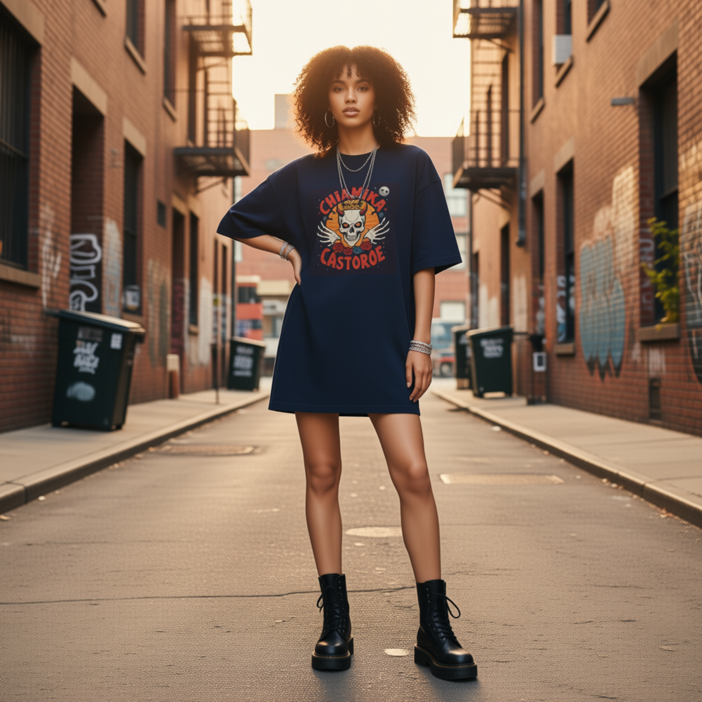 oversized skull graphic tee