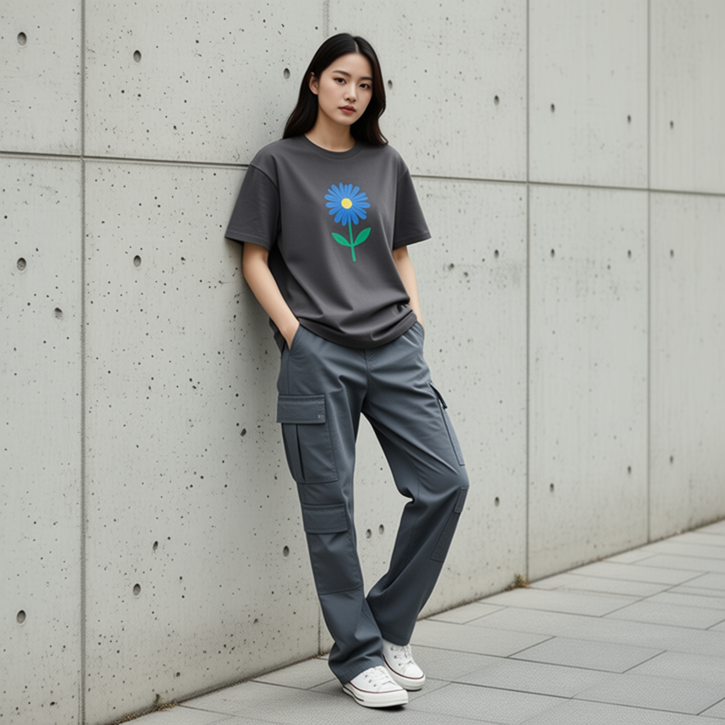 women's blue daisy tee